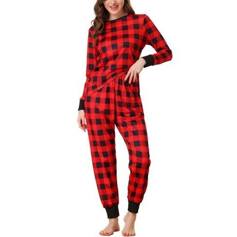 Womens Crew Neck Sleepwear Christmas Nightwear with Pants Loungewear Pajama  Set