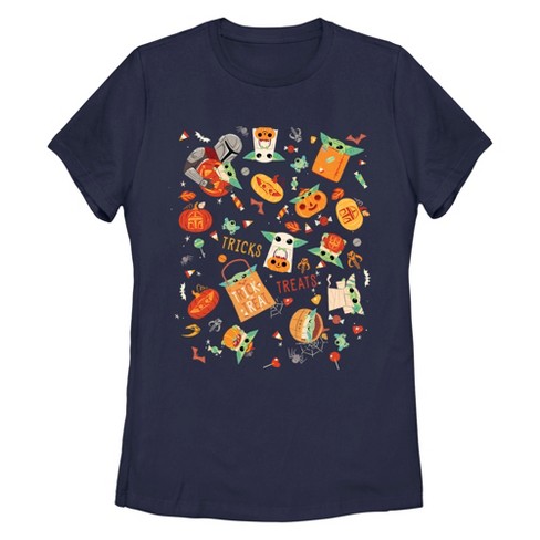 Women's Star Wars The Mandalorian Halloween Candy Collage T-Shirt - image 1 of 4