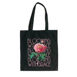 City Creek Prints Blooming With Grace Flower Canvas Tote Bag - 15x16 - Black - 1 of 2