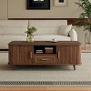 ORRD Mid-Century Modern Coffee Table with Tambour Doors - Walnut 6-Compartment Storage Table for Living Room - 2 of 4