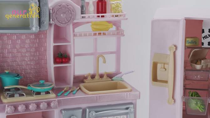 Our Generation Light-Pink Gourmet Kitchen &#38; Play Food Accessory Set for 18&#34; Dolls, 2 of 12, play video