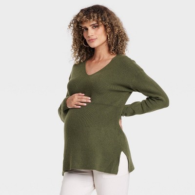 Essential Maternity V-Neck Sweater - Isabel Maternity by Ingrid & Isabel™ Green XS