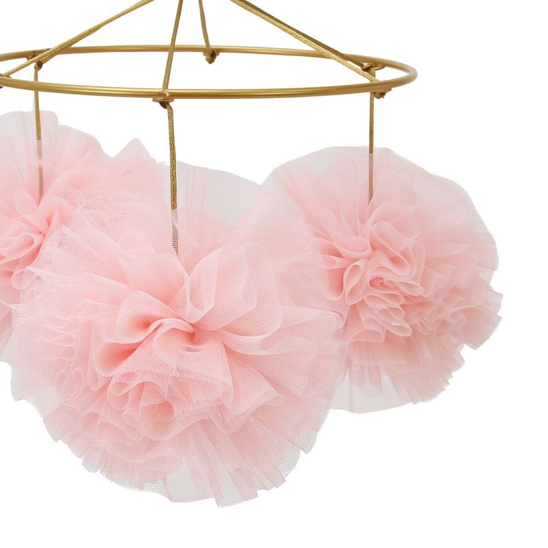 Lambs & Ivy Secret Garden Pink Pom Pom Musical Baby Crib Mobile Soother Toy, 3 of 7