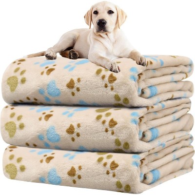 LOVEVOOK Pet Blanket 1 Pack 3 Dog Blanket, Soft Fluffy Washable Pet Cat Blankets, Reversible Elephant Paw Print for Dog Kennels Beds, Sofas