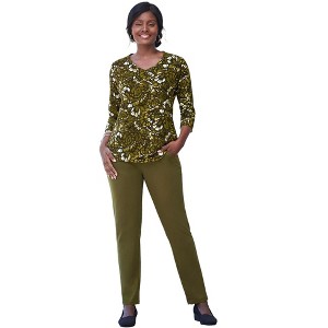 Jessica London Stretch Cotton V-Neck Tee - 1 of 4