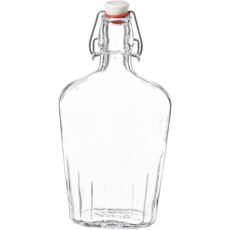 Bormioli Rocco Fiaschetta Glass 17 Ounce Hermetic Pocket Flask, Set of 4,Clear, 2 of 6