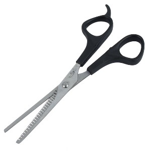 Unique Bargains Plastic Handle Thinning Shear Single Teeth Hair Scissors Black 1 Pc - 1 of 4