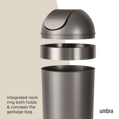 Pewter 16-Gallon Swing Top Kitchen Trash Can