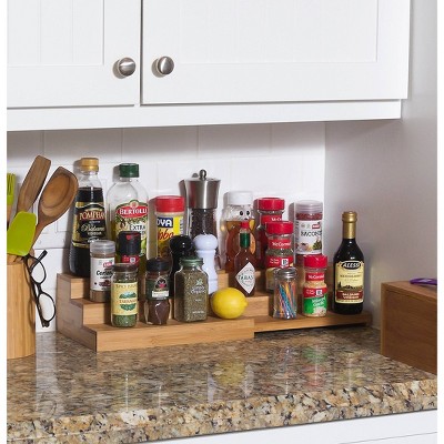 Expandable Bamboo 3-Tier Step Shelf Spice Rack
