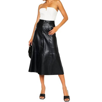 Women's Wanda High Rise Faux Leather Long Skirt - KanCan