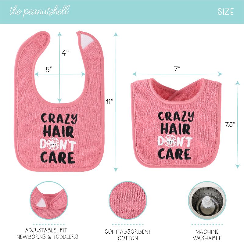 The Peanutshell Baby Girl Terry Bibs, 20 Pack for Feeding, Teething, or Drooling|Hello Sunshine/Wild Child, 3 of 9