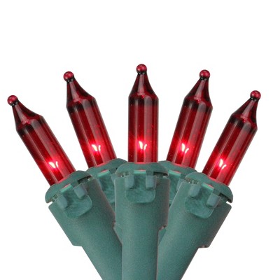Brite Star 100-Count Red Mini Christmas Light Set, 49.6ft Green Wire