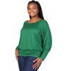 24seven Comfort Apparel Plus Size Round Neck Long Blouson Sleeve Banded Bottom Top - 2 of 4