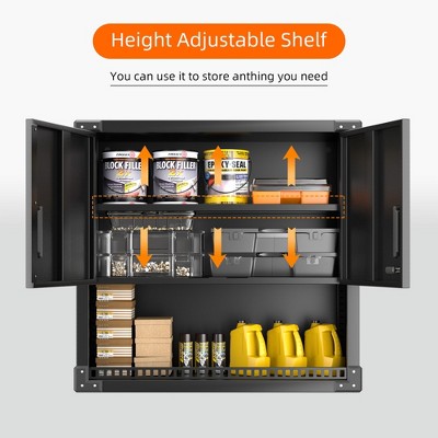 Black Metal Lockable Office Cabinet with Adjustable Shelves