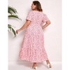 BLUEMING Plus Size Womens Dresses Floral Surplice A-Line Maxi Dress Waist Belted Floral Maxi Dress Wasit Tie Bell Sleeve Dress - 2 of 4
