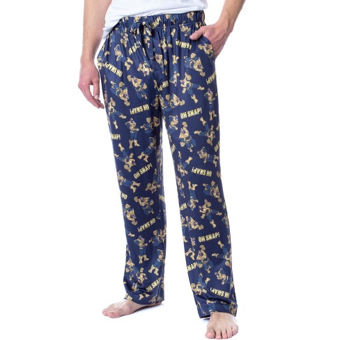 Disney Mens' Christmas Santa Lilo & Stitch Film Movie Sleep Pajama Pants  (Small) Blue