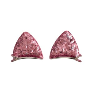 Summer Crystal - Small Sequin Cat Ears Hair Clips - 1 Pair - 1 of 4