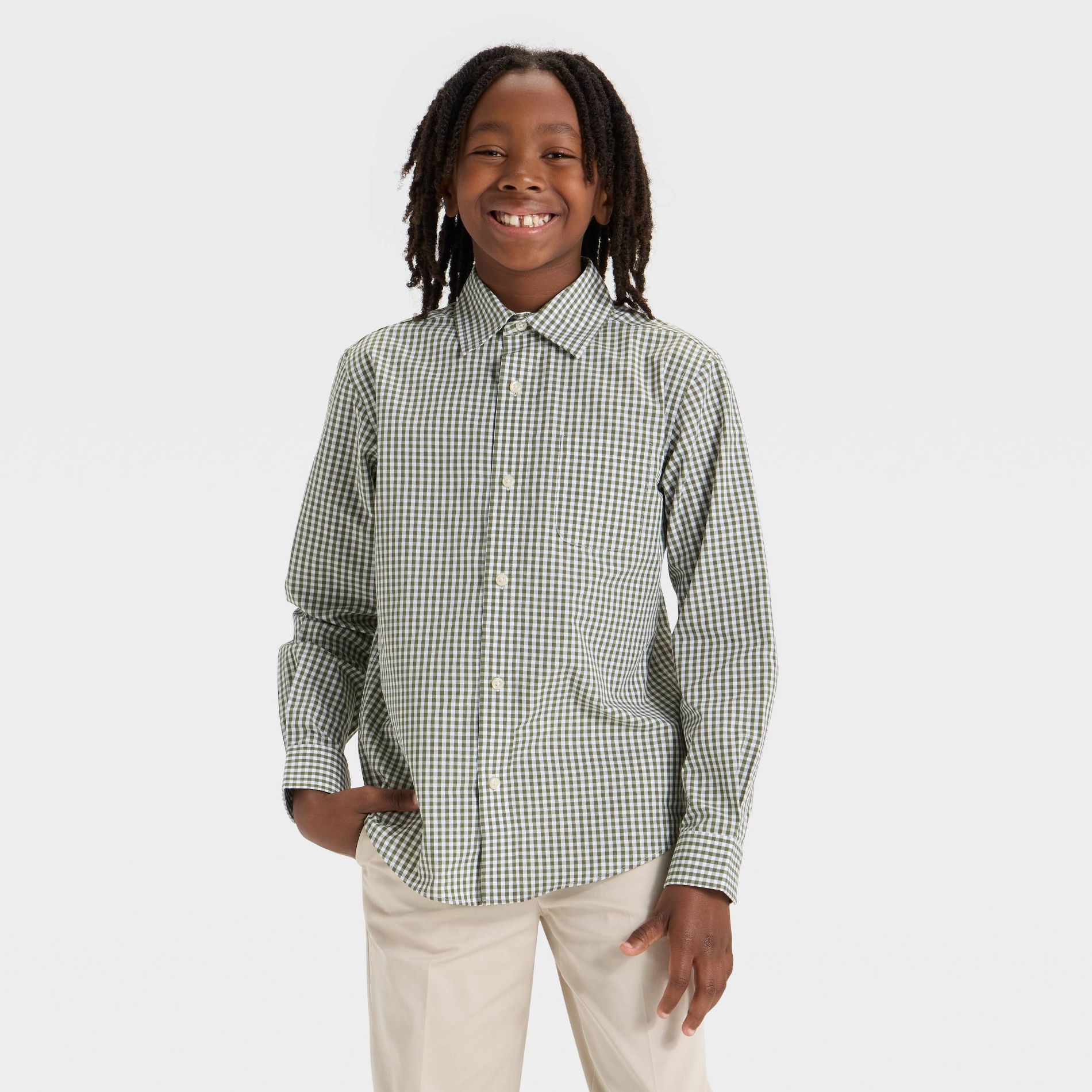 Boys' Long Sleeve Button-Down Dress Shirt - Cat & Jack™ Green