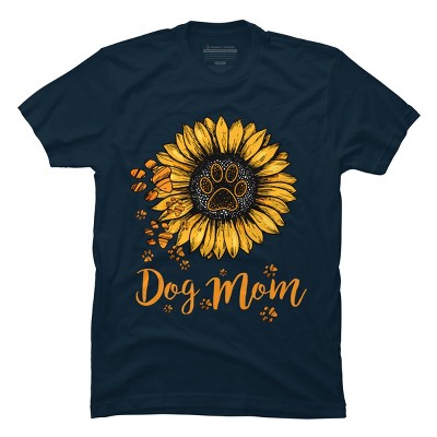Men's Design By Humans Mother's Day Dog Mom Sunflower Paw By dodorindesign T-Shirt