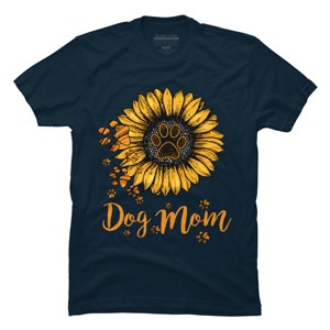 Men's Design By Humans Mother's Day Dog Mom Sunflower Paw By dodorindesign T-Shirt - 1 of 2