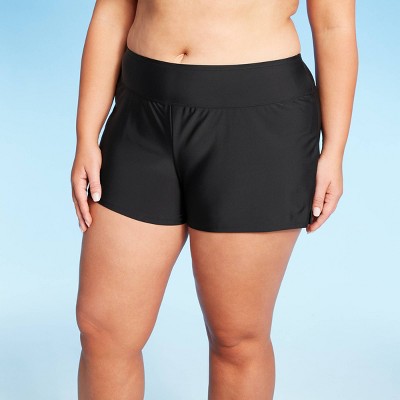 Women's Plus Size Swim Boyshort - Kona Sol™ Black 16W/18W