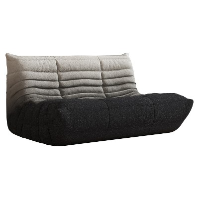 SYFERLORY Armless 2-Seat Togo Two Seater Large Bean Bag Sofa，White and Black