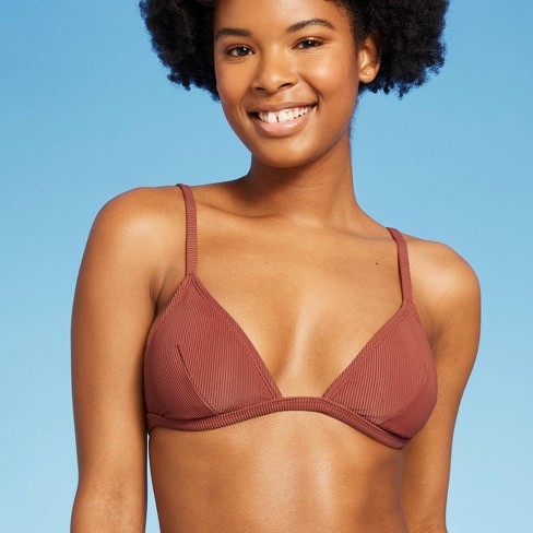 Women's Crochet Strappy Detail Triangle Bikini Top - Shade & Shore™ Light  Brown Xl : Target