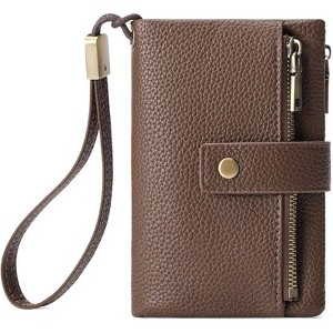 Clotth Small Wallet for Women - RFID Blocking PU Leather Wristlet Clutch | 17 Card Slots + 2 Zippered Pockets | Everyday Crossbody - 1 of 4