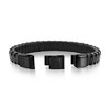 Metallo Stainless Steel, Black Leather Designed Bracelet - Black - 8.5 Inch - 2 of 4