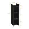 SKRAN Tall Bathroom Cabinet, Freestanding Fluted Floor Narrow Cabinet with Glass Doors and  Storage for Kitchen, Living Room - 3 of 4