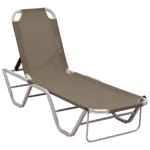 vidaXL Sun Lounger Aluminum and Textilene Taupe - 1 of 4