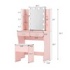 Vanity Desk with LED Lighted Mirror and 3 Adjustable Lights,  Makeup Vanity with Storage Stool, 2 Large Drawers and 4 Open Shelves - 3 of 4