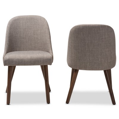Light Grey Upholstered Parsons Side Chair with Walnut Wood Legs