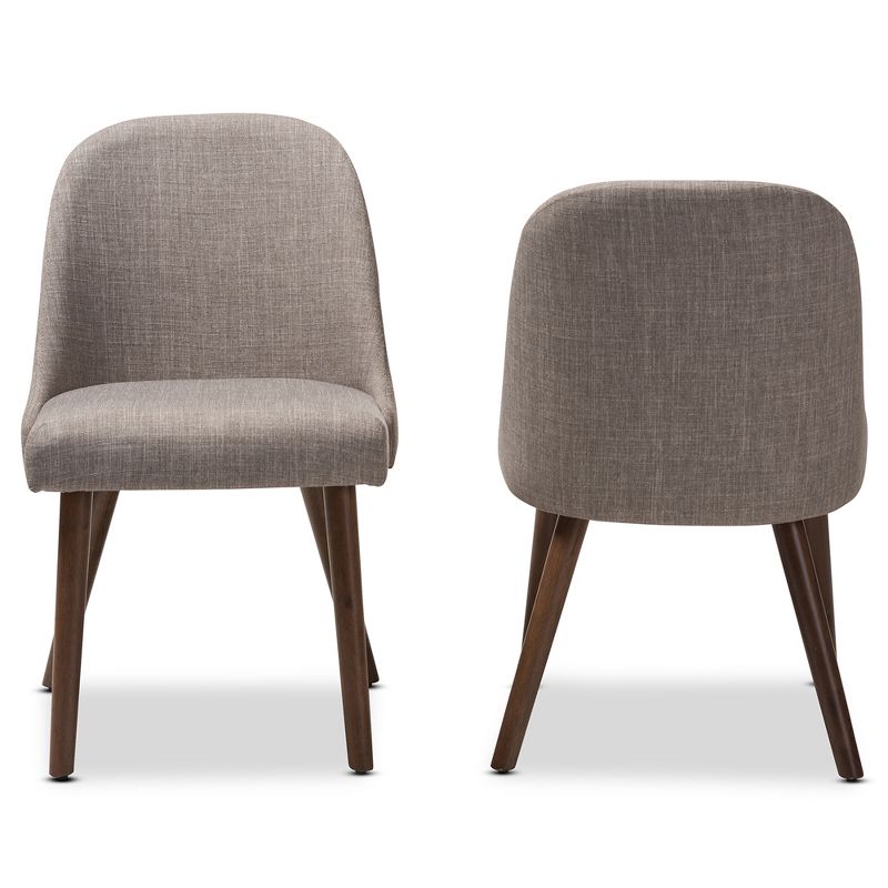 Set of 2 Cody Mid Century Modern Walnut Finished Wood Fabric Upholstered Dining Chair - Baxton Studio , 3 of 10