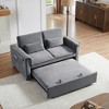 55.2'' Velvet 2-Seater Convertible Sofa Bed with Adjustable Backrest and 2 Lumbar Pillows for Small Living Rooms - 4 of 4
