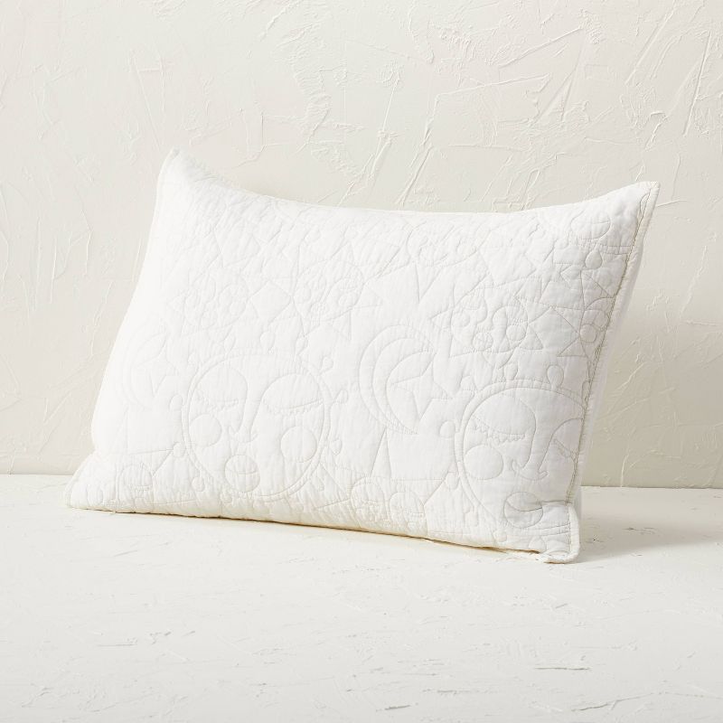 Standard Early Rising Sun Quilt Pillow Sham Cream - Opalhouse&#8482; designed with Jungalow&#8482;, 1 of 4