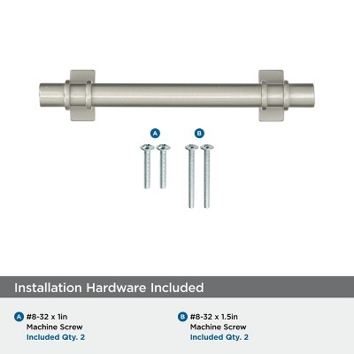 Satin Nickel 3-3/4 Inch Modern Industrial Cabinet Pull
