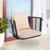Tangkula Outdoor Metal Porch Swing Single Person Hanging Seat w/ Woven Rattan Backrest Porch Backyard - 2 of 4