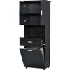 VYNXARIA Tall Bathroom Cabinet with Laundry Basket, Large Storage Space Tilt-Out Laundry Hamper and Upper Storage Cabinet, Black - 3 of 4