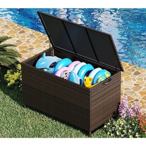 Garvee Large Deck Box Waterproof PE Rattan Outdoor Storage Box with Handles and Wheels, Storage Bin for Garden, Balcony, Porch, Pool, Yard - 1 of 4