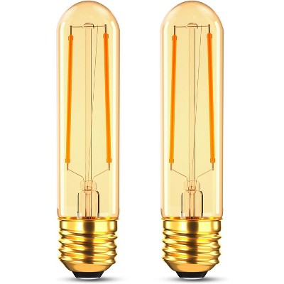 Runesay Dimmable E26 40 Watt Tubular Light Bulbs, 4W T10 LED Light Bulbs, 2200K Soft White Type T Tulb Flicker-Free, 4.96 in., 350 Lumens, 2 Pack