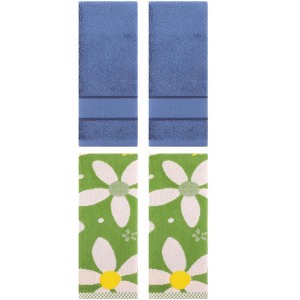REGALWOVEN 4 Pcs Bathroom Decorative Cotton Soft Absorbent Sold Striped Hand Towel - 1 of 4