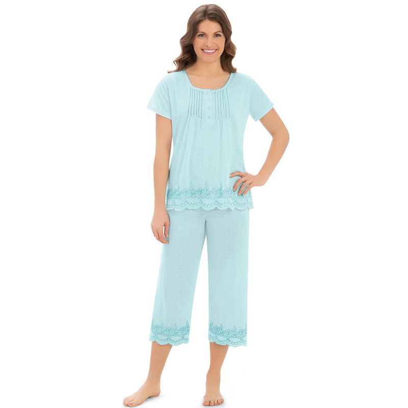 Collections Etc Embroidered Border Pajama Set, 1 of 5