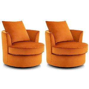 Costway Modern 360° Swivel Barrel Chair Accent Round Club Chair No Assembly Lint - 1 of 4