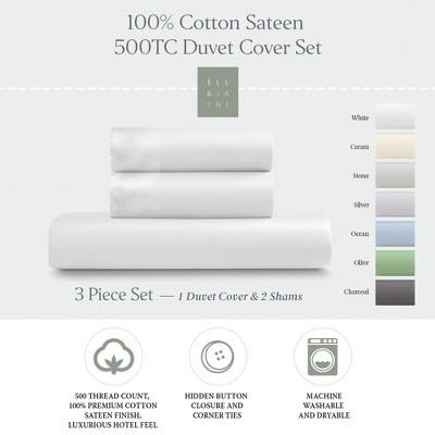 Ella Jayne White Cotton Sateen Full/Queen Duvet Cover Set