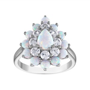 Designs By Gioelli Sterling Silver Gemstone Double Halo Ring - 1 of 3