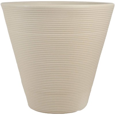 Sunnydaze Indoor/Outdoor Patio, Garden, or Porch Weather-Resistant Double-Walled Walter Flower Pot Planter - 16" - Antique White