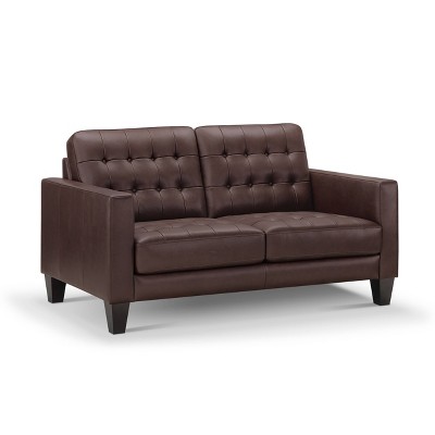 Tova Leather Loveseat Brown - Abbyson Living