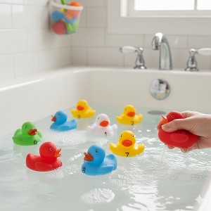 Evideco French Home Goods Non-Toxic Bath Numbered Floating Ducks -for Babies and Toddlers- Set of 10 - 1 of 4