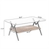 Rectangle Coffee Table, with Tempered Glass top, Metal Legs and MDF Shelf, Modern Table for Living Room - 2 of 4